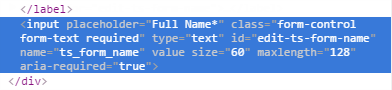 Fig. 6 Highlighted code fragment that corresponds to the Full name field